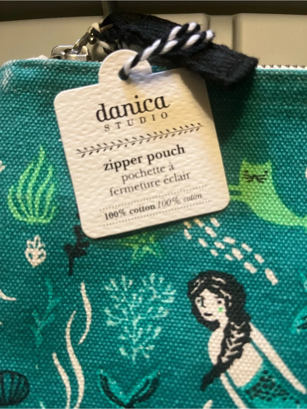 Nica Teal Mermaid Print Zipper Pouch